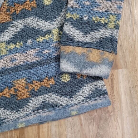 🔺️Unity World Wear Blue Fleece Open Cardigan Sweater Medium - Picture 6 of 12